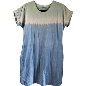 T by Talbots Tie Dye T Shirt Dress Women's Size S Blue Green Casual Short Sleeve